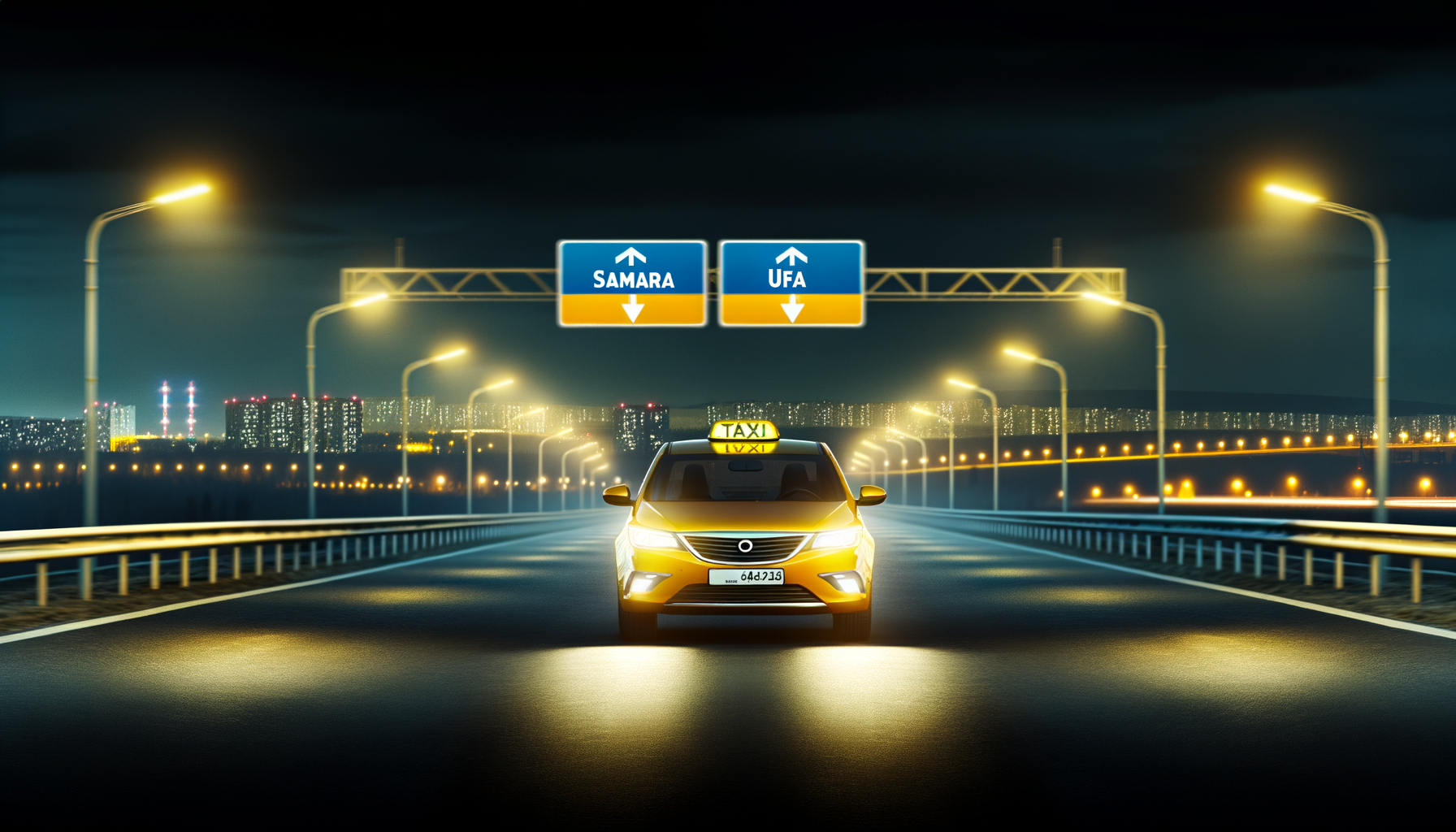 Ночное шоссе Самара — Уфа и современное такси на трассе