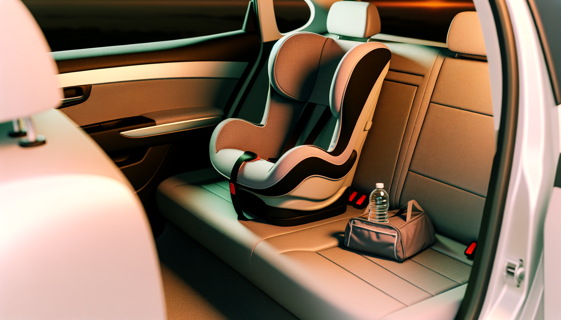 Интерьер такси Самара — Балаково: детское кресло, вода, аккуратный салон