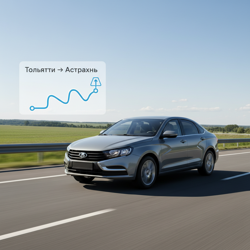 Такси Тольятти — Астрахань: автомобиль 2020 года на дороге, маршрут Тольятти → Астрахань