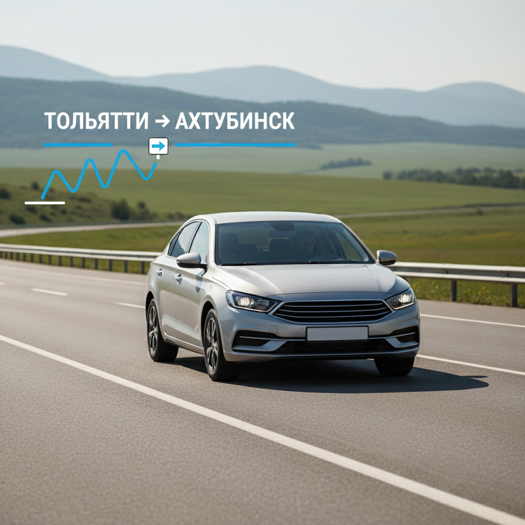 Такси Тольятти — Ахтубинск: автомобиль 2020 года на дороге, маршрут Тольятти → Ахтубинск