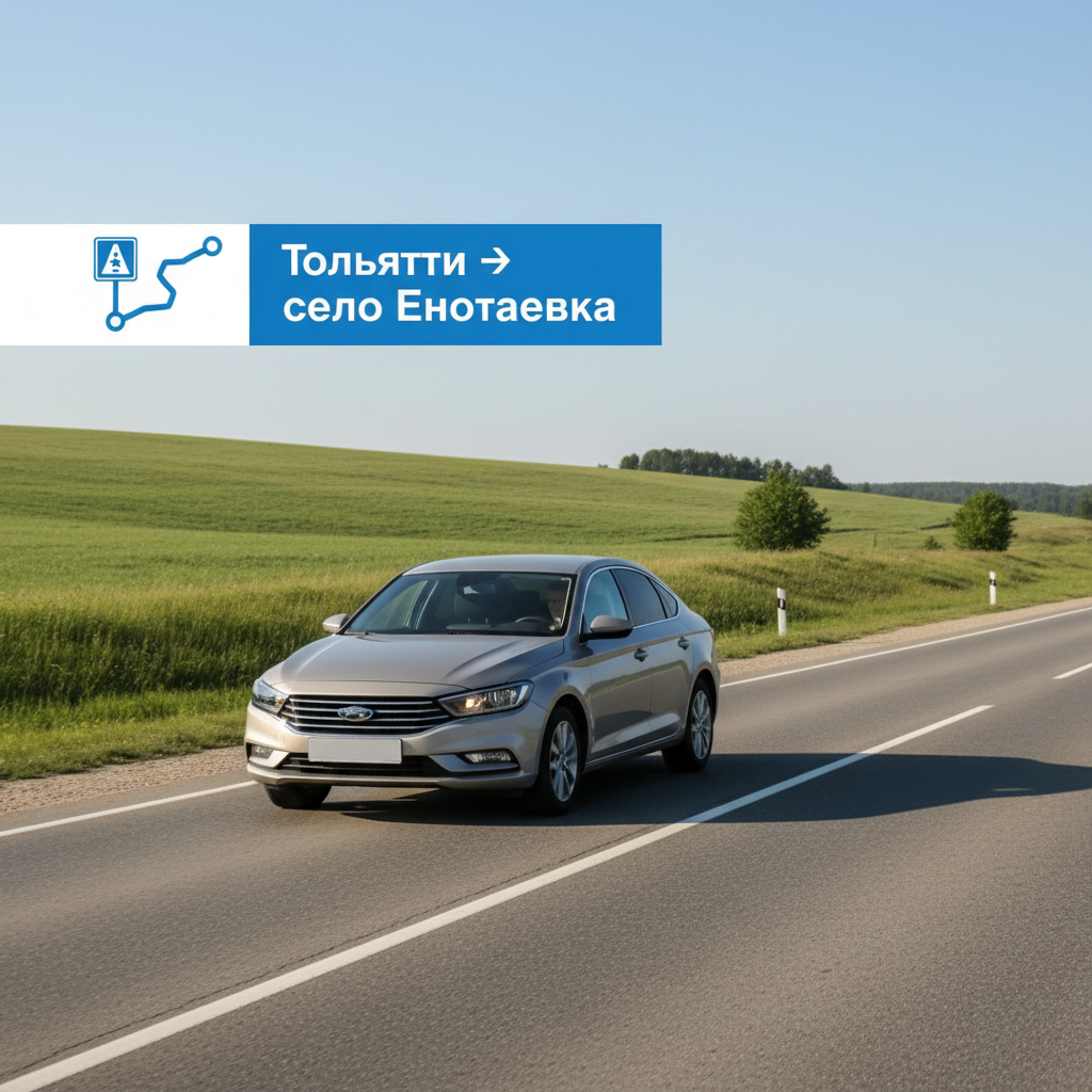 Такси Тольятти — село Енотаевка: автомобиль 2020 года на дороге, маршрут Тольятти → Енотаевка