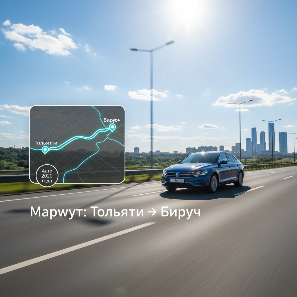 Маршрут Тольятти — Бирюч: дневная дорога, автомобиль 2020 года выпуска без бренда, схема маршрута