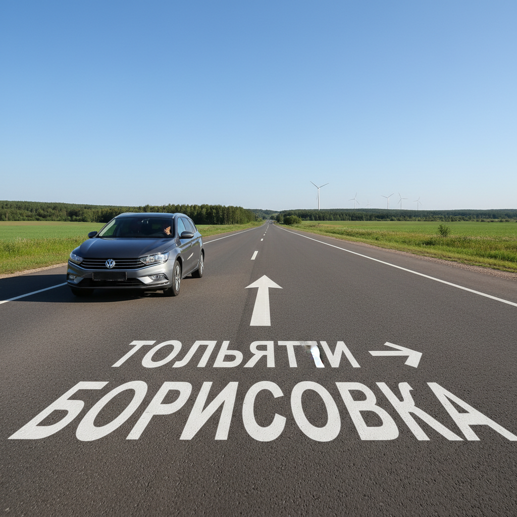 Автомобиль 2020 года на дороге. Маршрут Тольятти → Борисовка