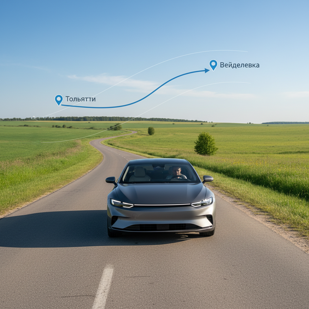 Автомобиль 2020 года на дневной дороге, маршрут Тольятти — Вейделевка