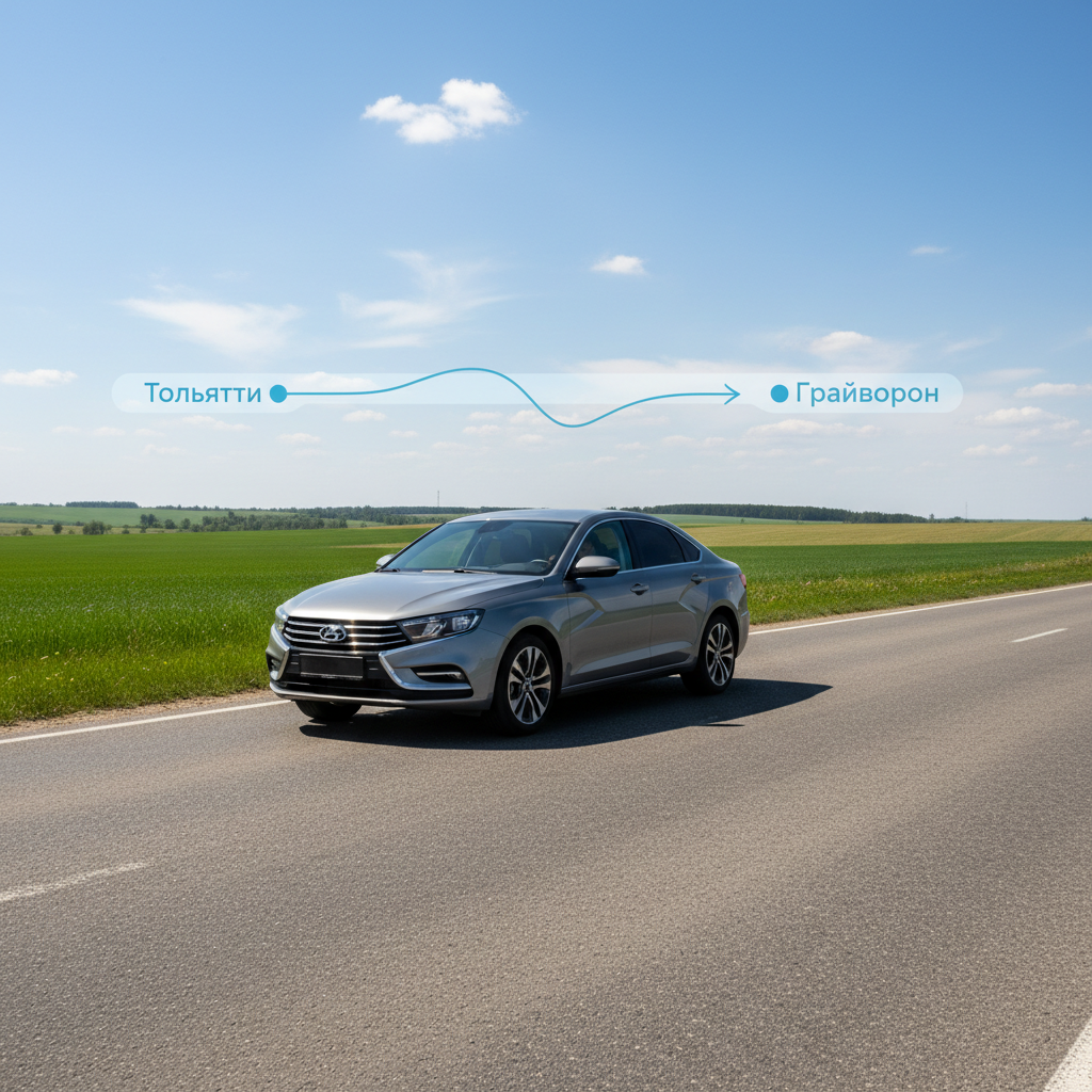 Автомобиль 2020 года на дневной дороге, маршрут Тольятти — Грайворон