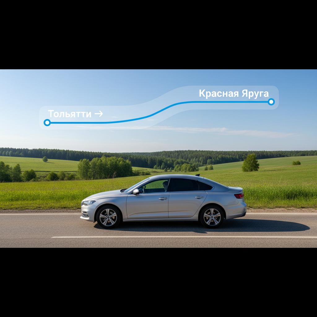 Автомобиль 2020 года на дневной дороге, маршрут Тольятти — Красная Яруга