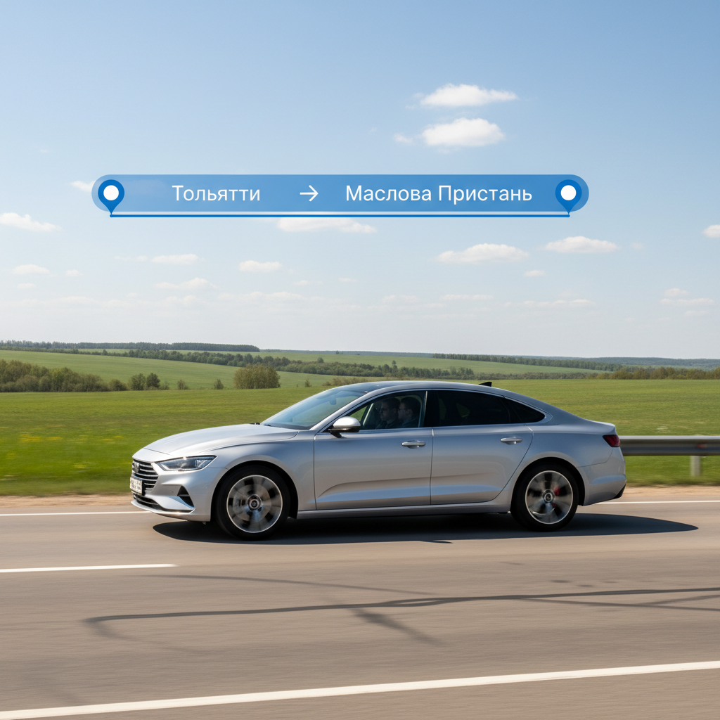 Автомобиль 2020 года на дневной дороге, маршрут Тольятти — Маслова Пристань