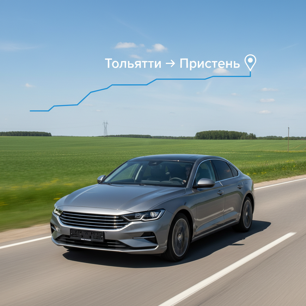 Автомобиль 2020 года на дневной дороге, маршрут Тольятти — Пристень