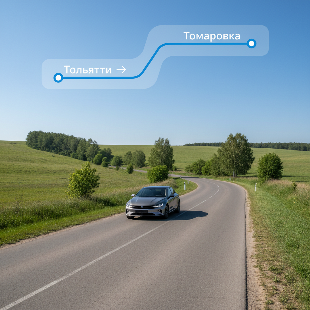 Автомобиль 2020 года на дневной дороге, маршрут Тольятти — Томаровка