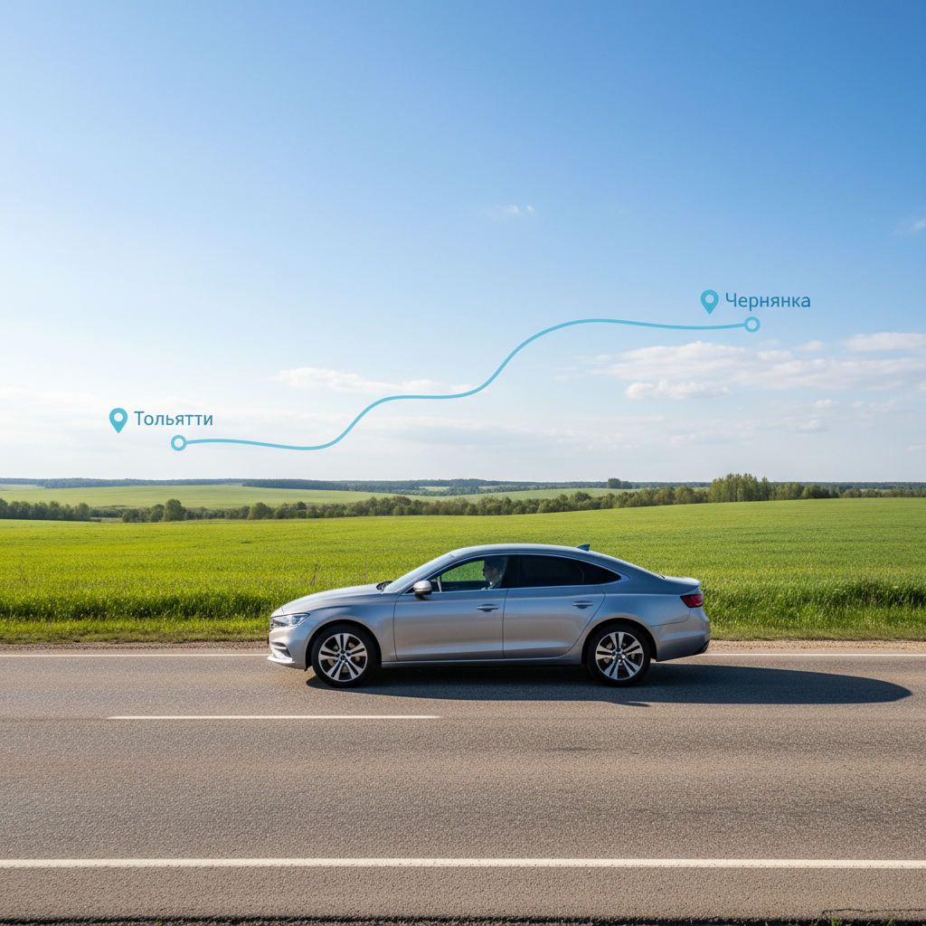 Автомобиль 2020 года на дневной дороге, маршрут Тольятти — Чернянка
