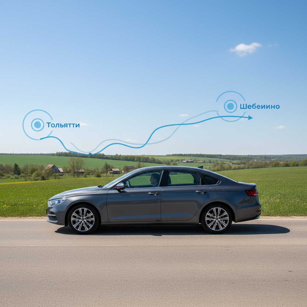 Автомобиль 2020 года на дневной дороге, маршрут Тольятти — Шебекино