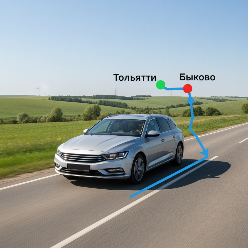 Автомобиль 2018 года на дороге, маршрут Тольятти — Быково