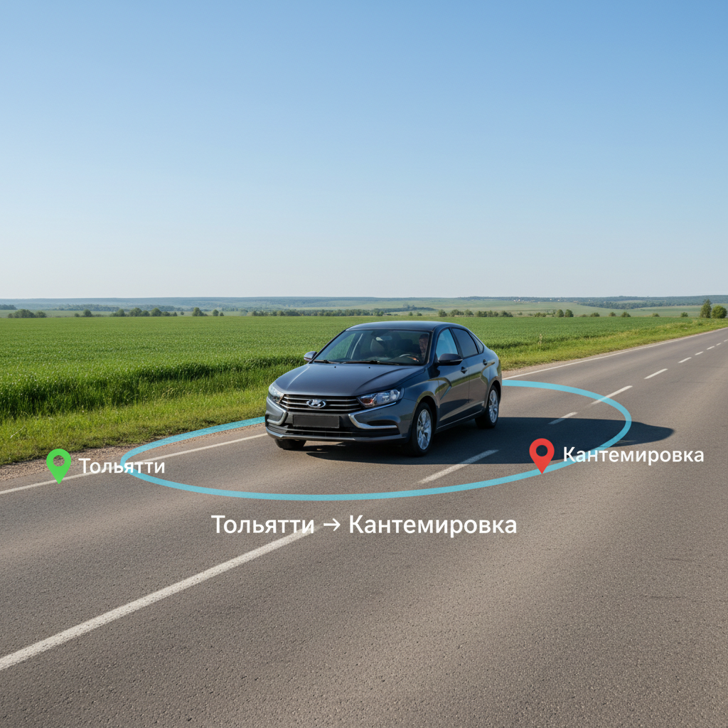 Автомобиль на дневной дороге, маршрут Тольятти — Кантемировка