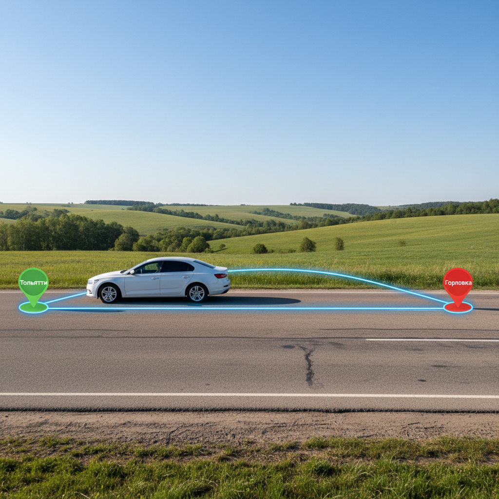 Автомобиль на дневной дороге, маршрут Тольятти — Горловка