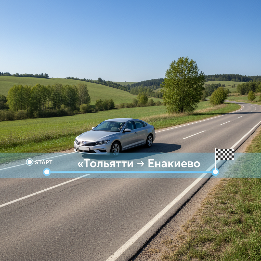 Автомобиль на дневной дороге, маршрут Тольятти — Енакиево