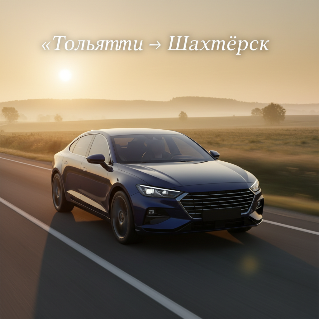 Автомобиль 2021 года выпуска на дороге на рассвете, маршрут Тольятти — Шахтёрск