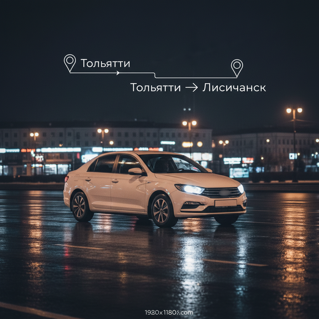 Ночной город и автомобиль 2018 года, маршрут Тольятти — Лисичанск