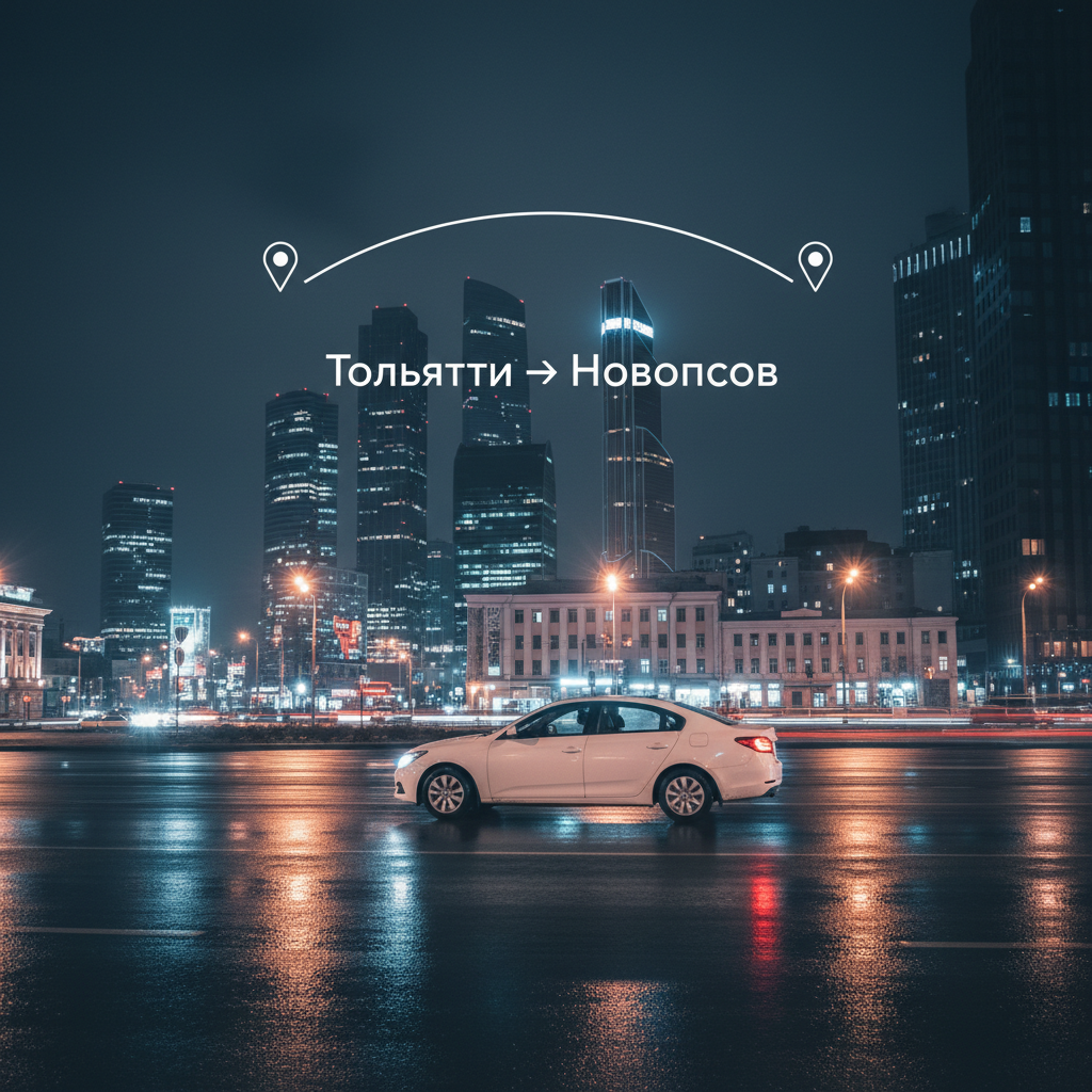 Ночной город и автомобиль 2018 года, маршрут Тольятти — Новопсков