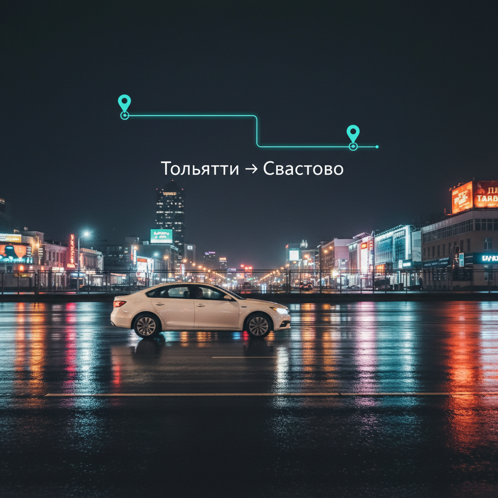 Ночной город и автомобиль 2018 года, маршрут Тольятти — Сватово